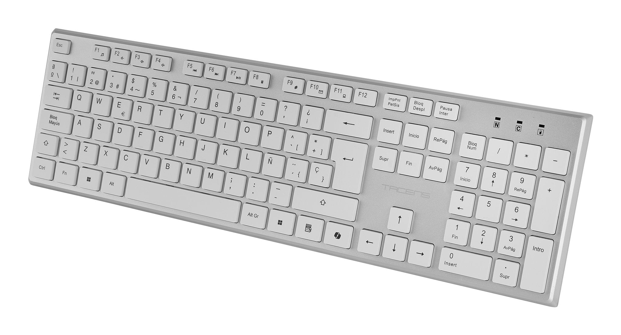 Teclado Mouse Y Alfombrilla Wireless Tacens Zenith Low Profile Tecla Copilot 3200dpi Italiano Blanco