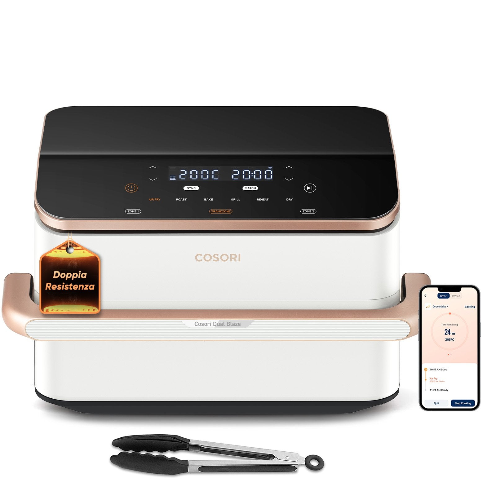 EAN 0810123675715 - Cosori Dual Blaze Twinfry Chef Edition Doble 10 L Independiente 2800 W Freidora de aire caliente Oro rosa imagen 1