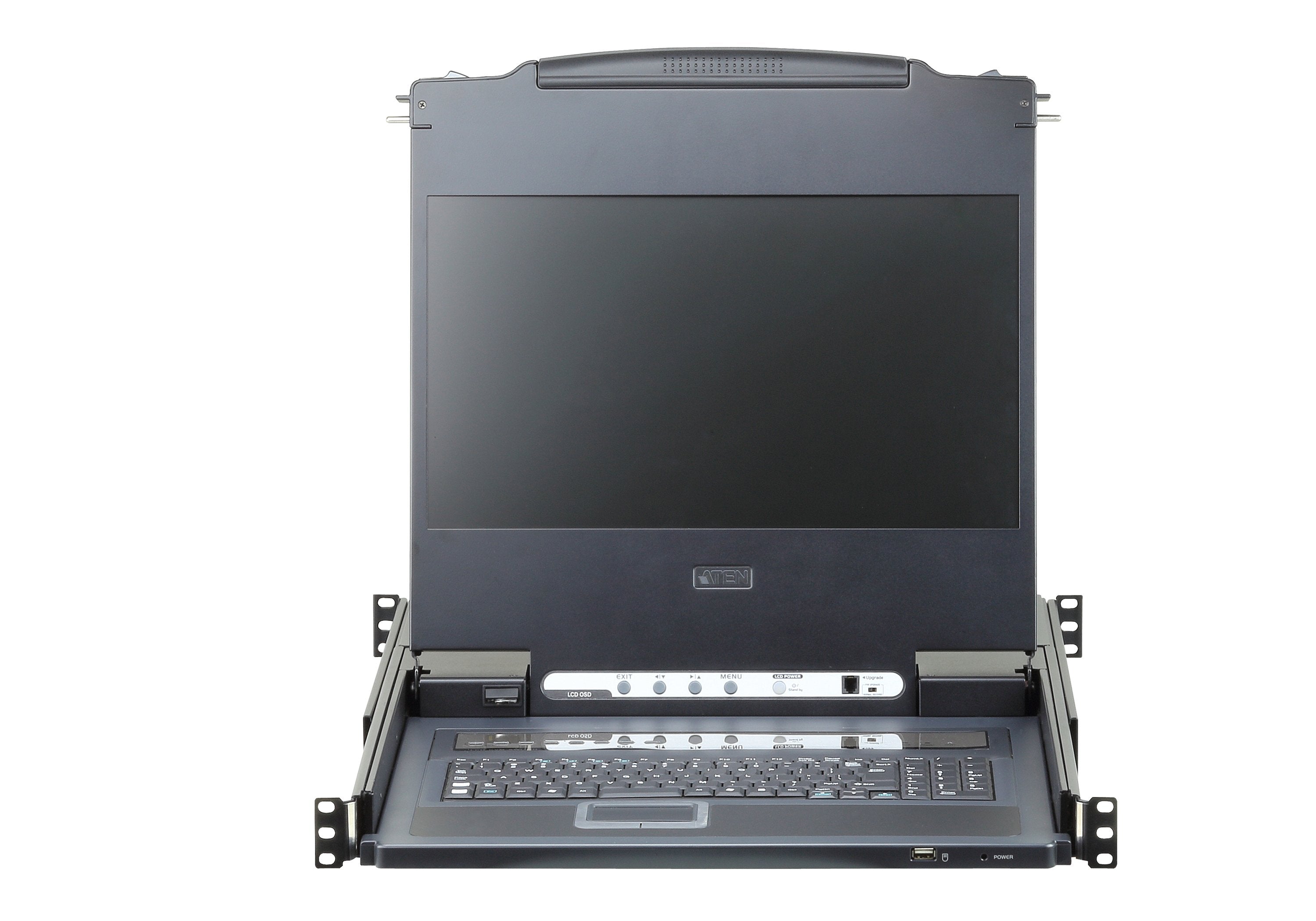 Consola Lcd Panorámica Single Rail Con Switch Kvm Integrado Dvi Usb De 8 Puertos