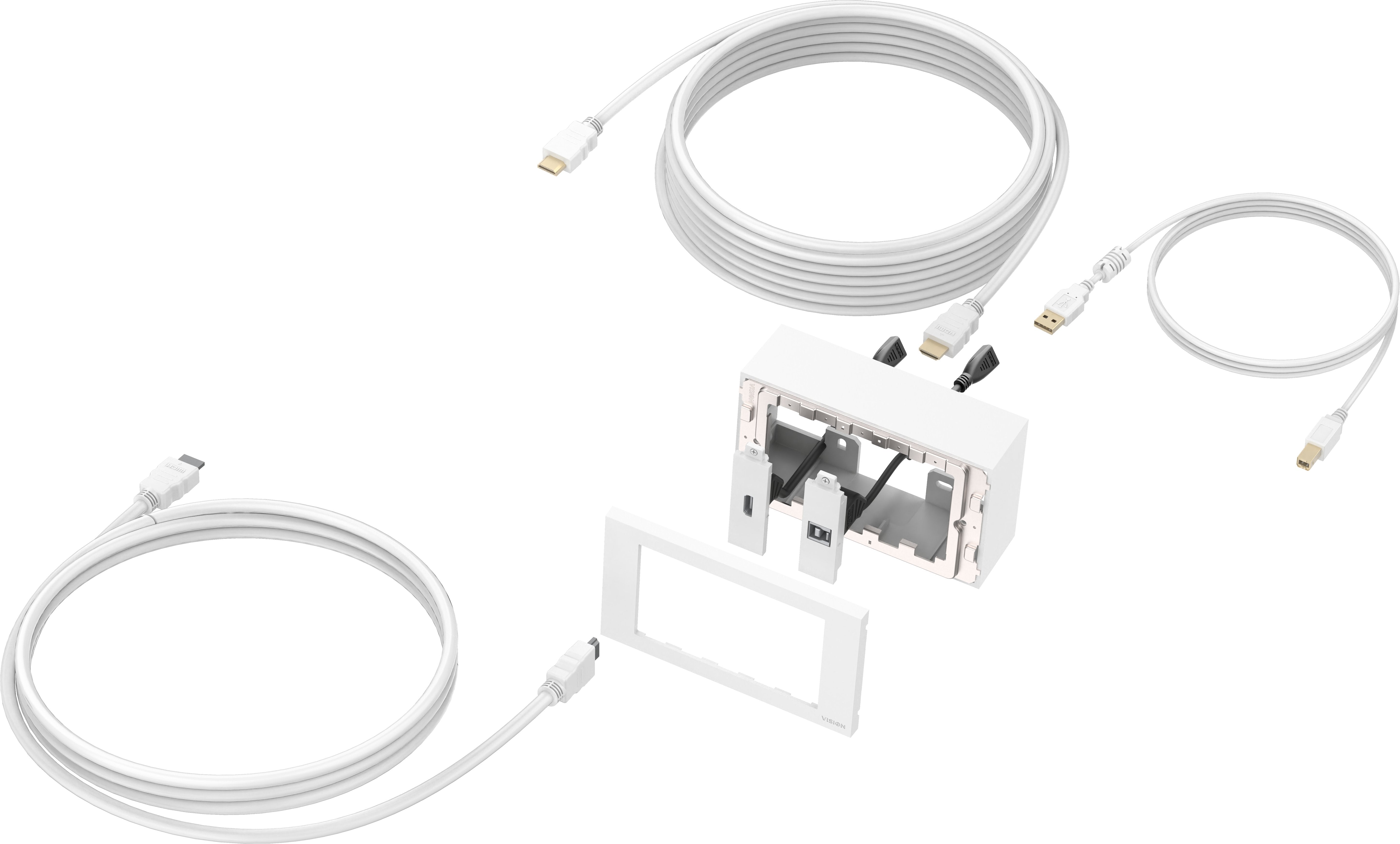 Paquete De Placa Frontal Av Modular Y Cables Cables De 5 Metros 4k A 60 Hz Paquete Simple Para Instalar Pantalla Táctil O Proyector Incluye Caja Trasera De Doble Gang Y Marco De Doble Gang Del Reino Unido Que Acomoda Cinco Módulos Módulos I