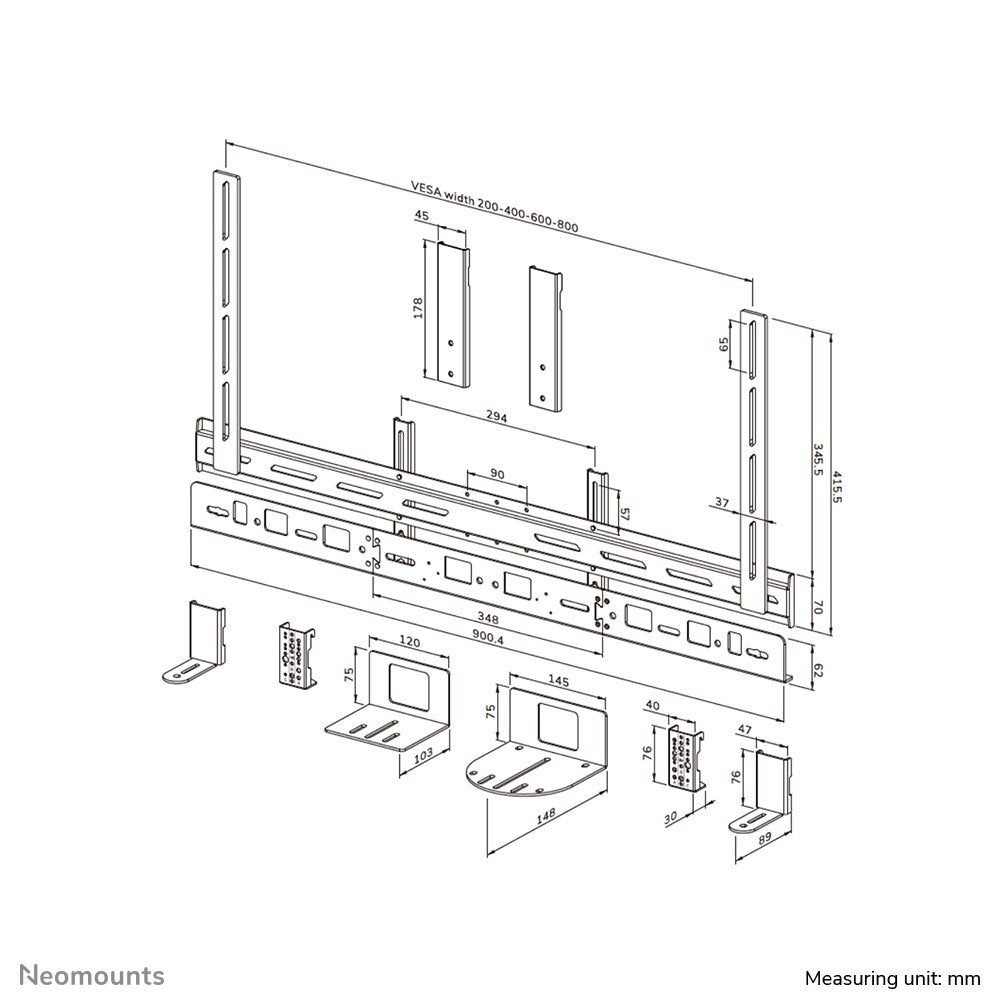 Neomounts Videobar-Kit -10kg Negro 43-110'' 200x200-800x600mm