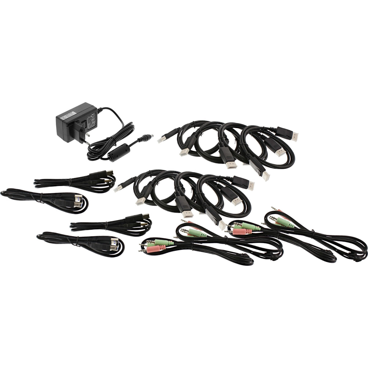 Switch Kvm Inline, 4 Puertos, Monitor Doble Displayport 1.2, 4k, Usb 3.0, Audio