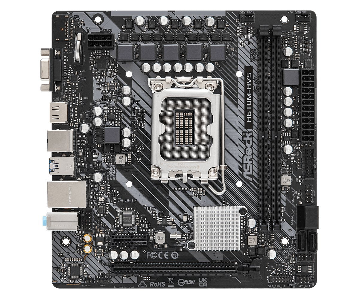 Placa Base Asrock H610m-Hvs Intel 2xddr4 Lga 1700 Micro Atx 90-Mxbht0-A0uayz