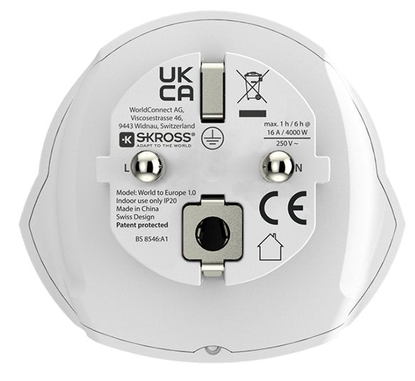 Skross 1.500211c-E Adaptador De Enchufe Eléctrico Universal Tipo C (Europlug) Blanco