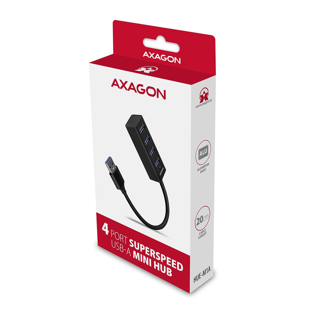 Axagon Hue-M1a Hub De Interfaz Usb 3.2 Gen 1 (3.1 Gen 1) Type-A 5000 Mbit/S Negro