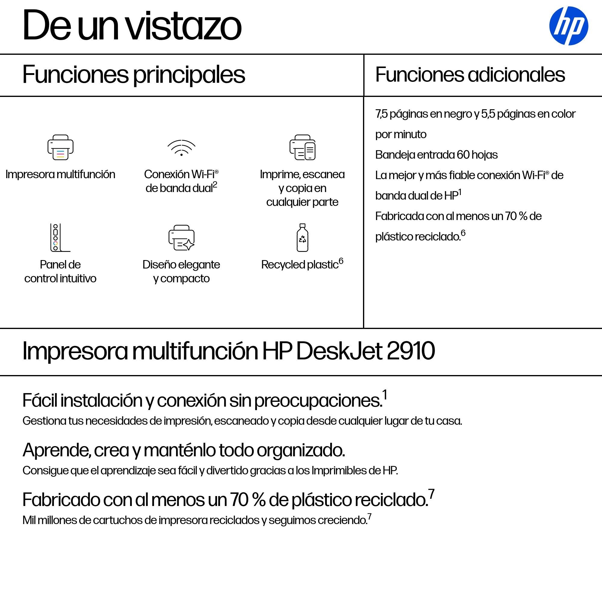 EAN 0198828789556 - HP DeskJet 2910 Inyección de tinta térmica A4 4800 x 1200 DPI 7,5 ppm Wifi imagen 3