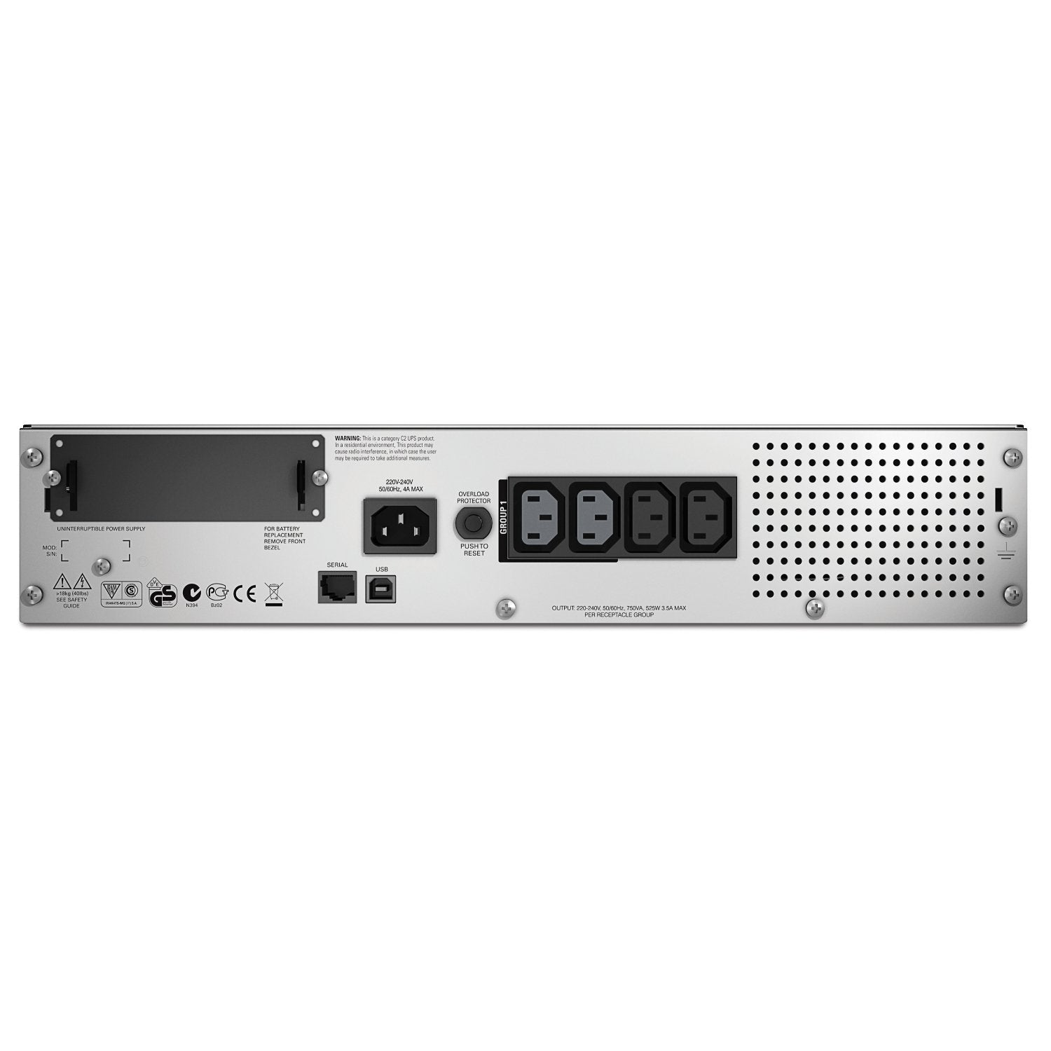 Apc Smart-Ups 750va Lcd 230v Rm 2u Smartslot Usb Interface Port Rj-45 Serial