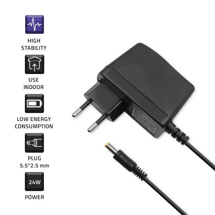 Qoltec 51023 Plug In Power Supply 24w 12v 2a 5.5x2.5