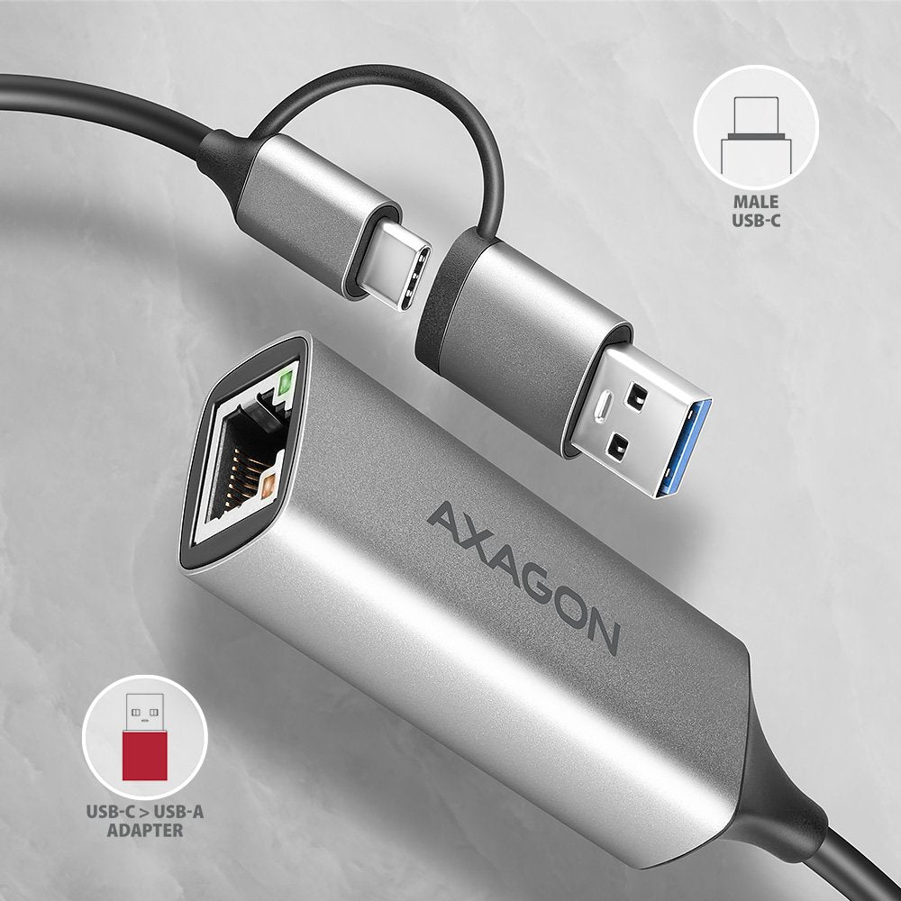 EAN 8595247907943 - Axagon ADE-TXCA Gigabit Ethernet Adapter USB-C+ USB-A - titangrau - Adapter - Digital/Daten 1000 Mbit/s imagen 6