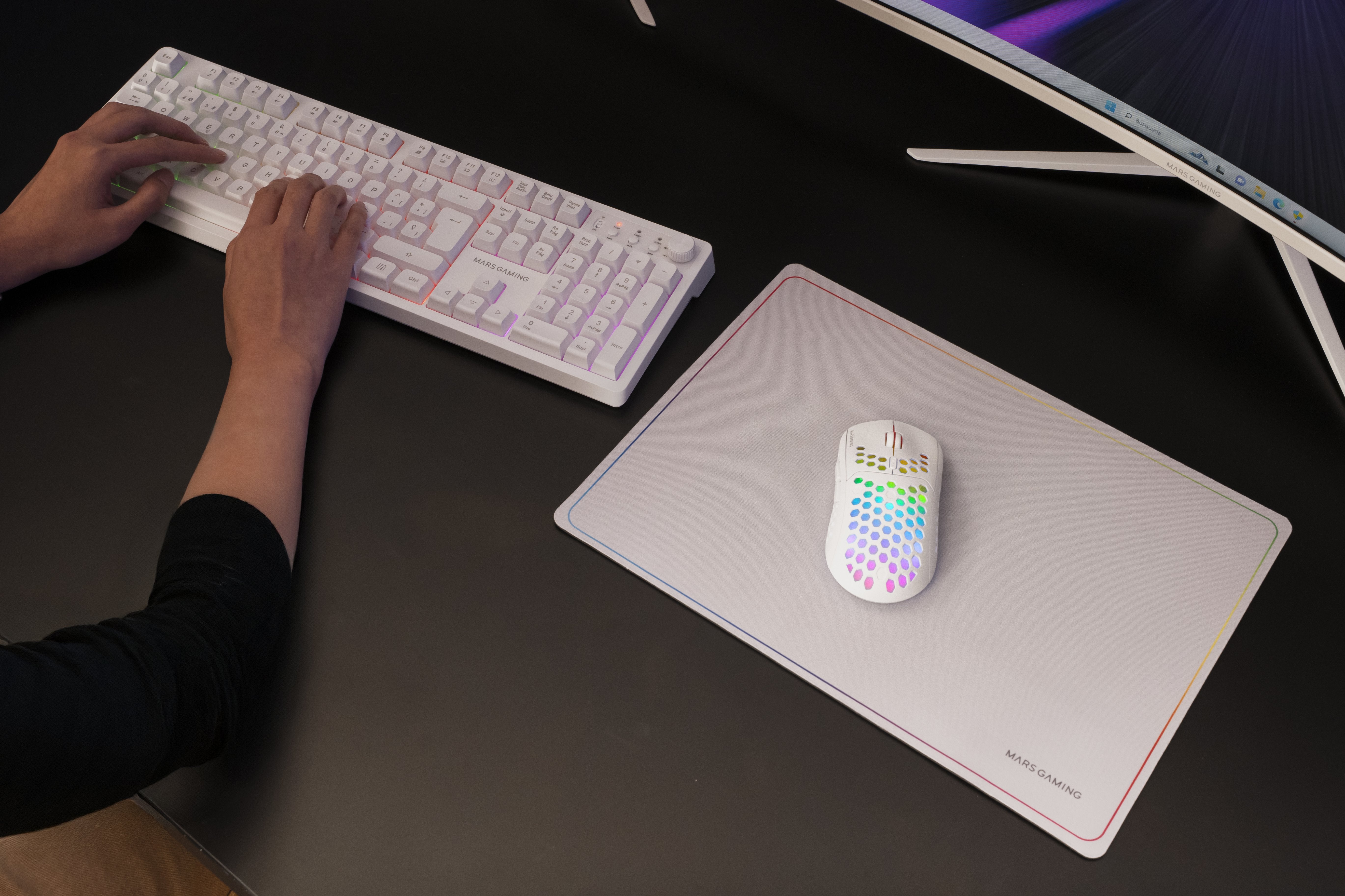 EAN 8435693111160 - Mars Gaming MCPWXWES teclado Ratón incluido Juego RF inalámbrica + USB QWERTY Español Blanco imagen 9