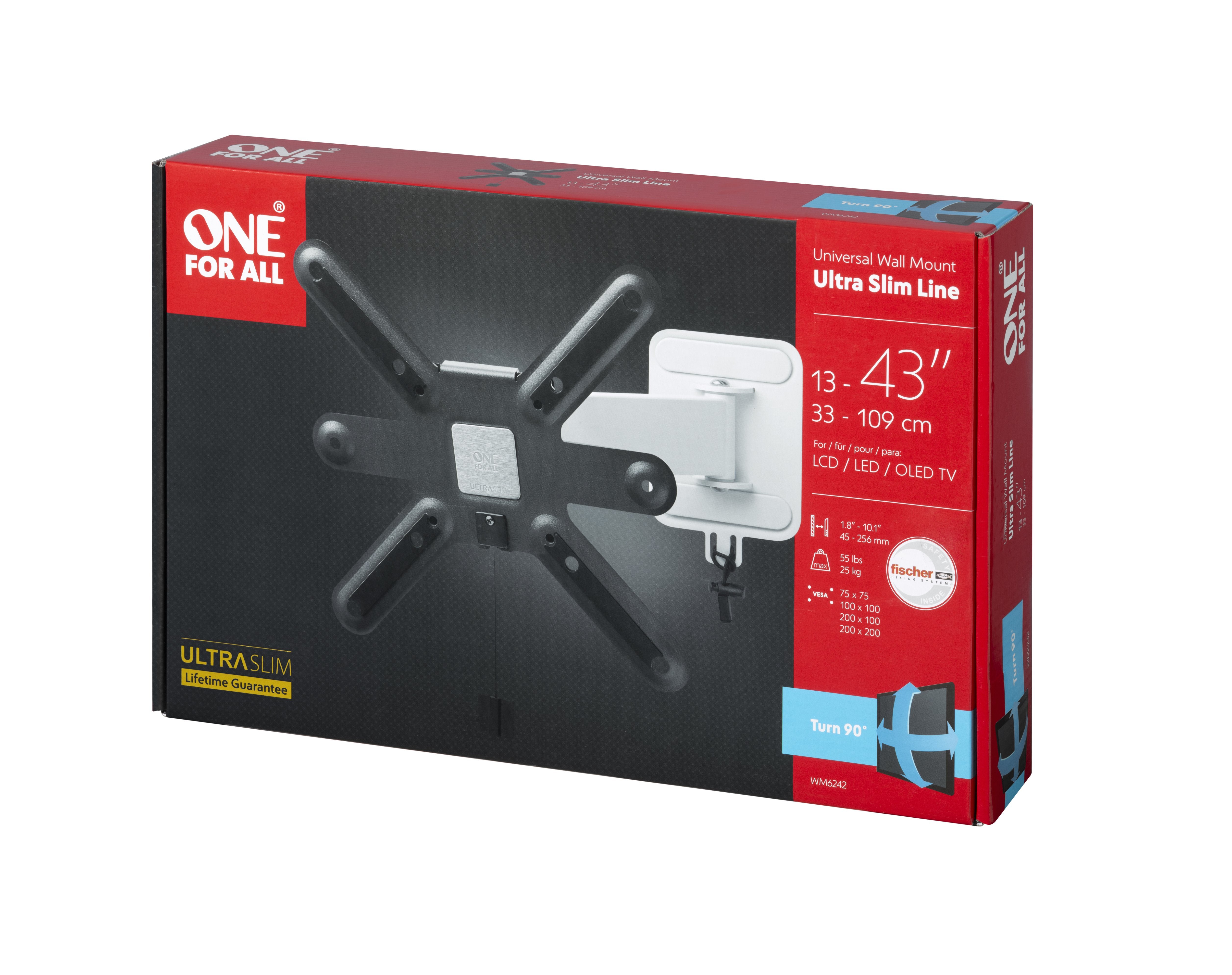 EAN 8716184071133 - One For All 43\" TV Wandhalterung Slim TURN 90 109,2 cm (43") Negro, Gris, Plata imagen 3