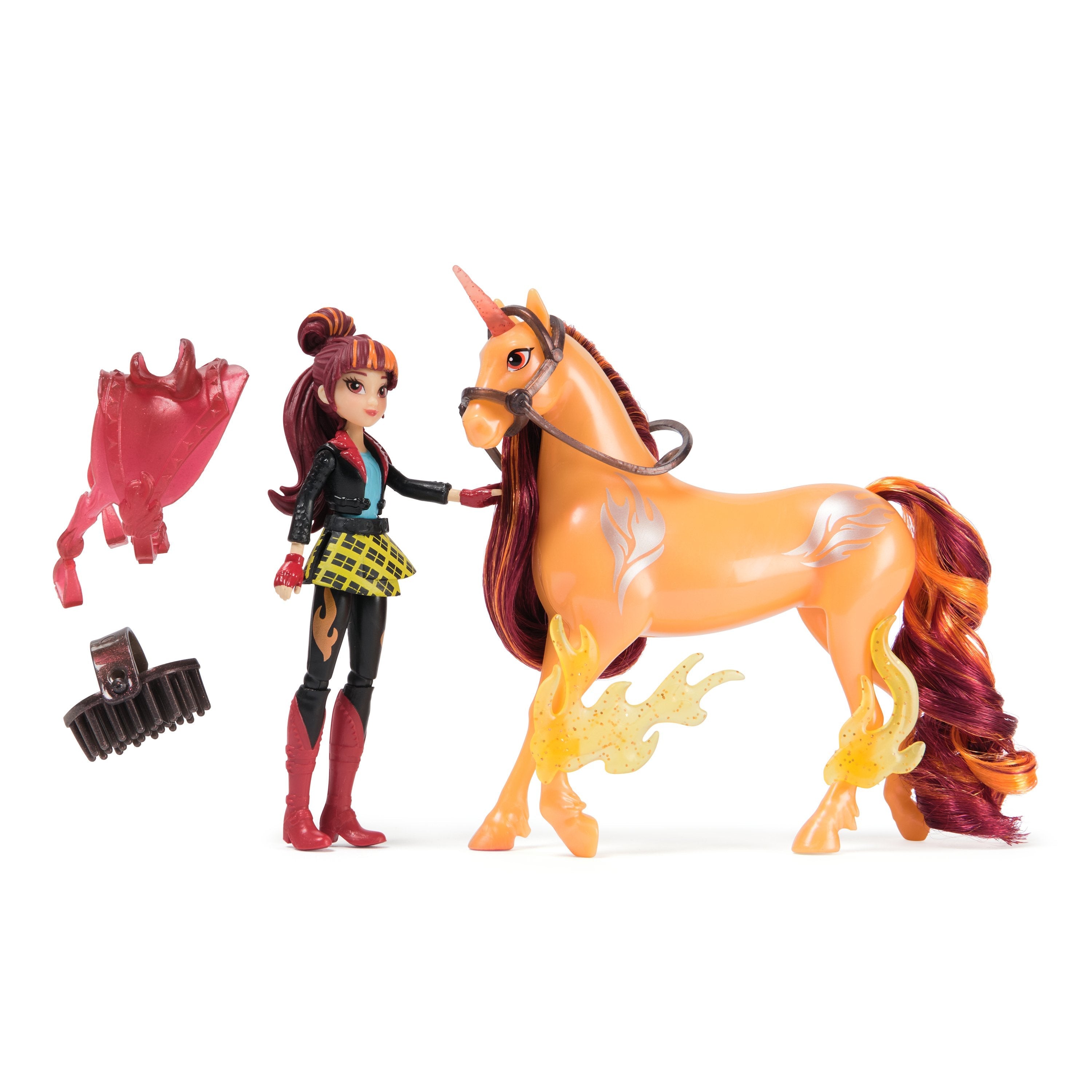 Spinmaster Unicorn Academy - Valentina Und Einhorn Cinder (Mit Echter Mähne Und Schweif Sowie Bürste) 6072677