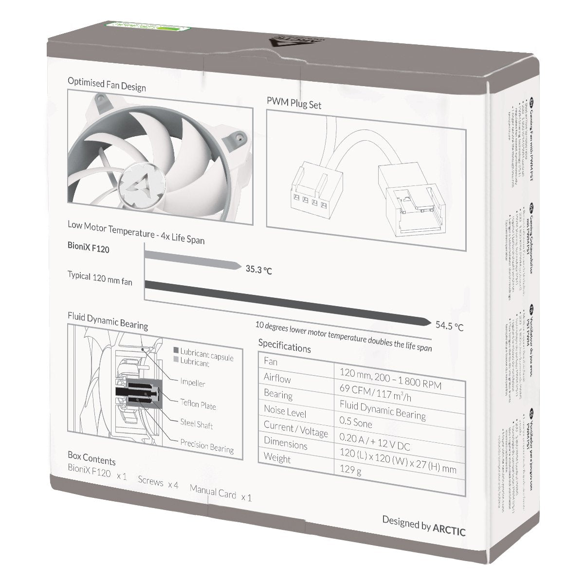 Ventilador De Caja Arctic Bionix F120 - 12cm (Blanco/Gris)