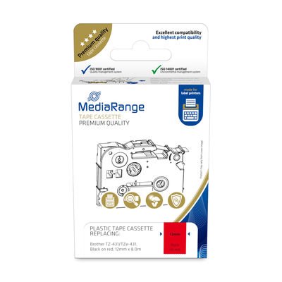 EAN 4260459618492 - MediaRange MRBTZ431 cinta para impresora de etiquetas Negro sobre rojo imagen 1
