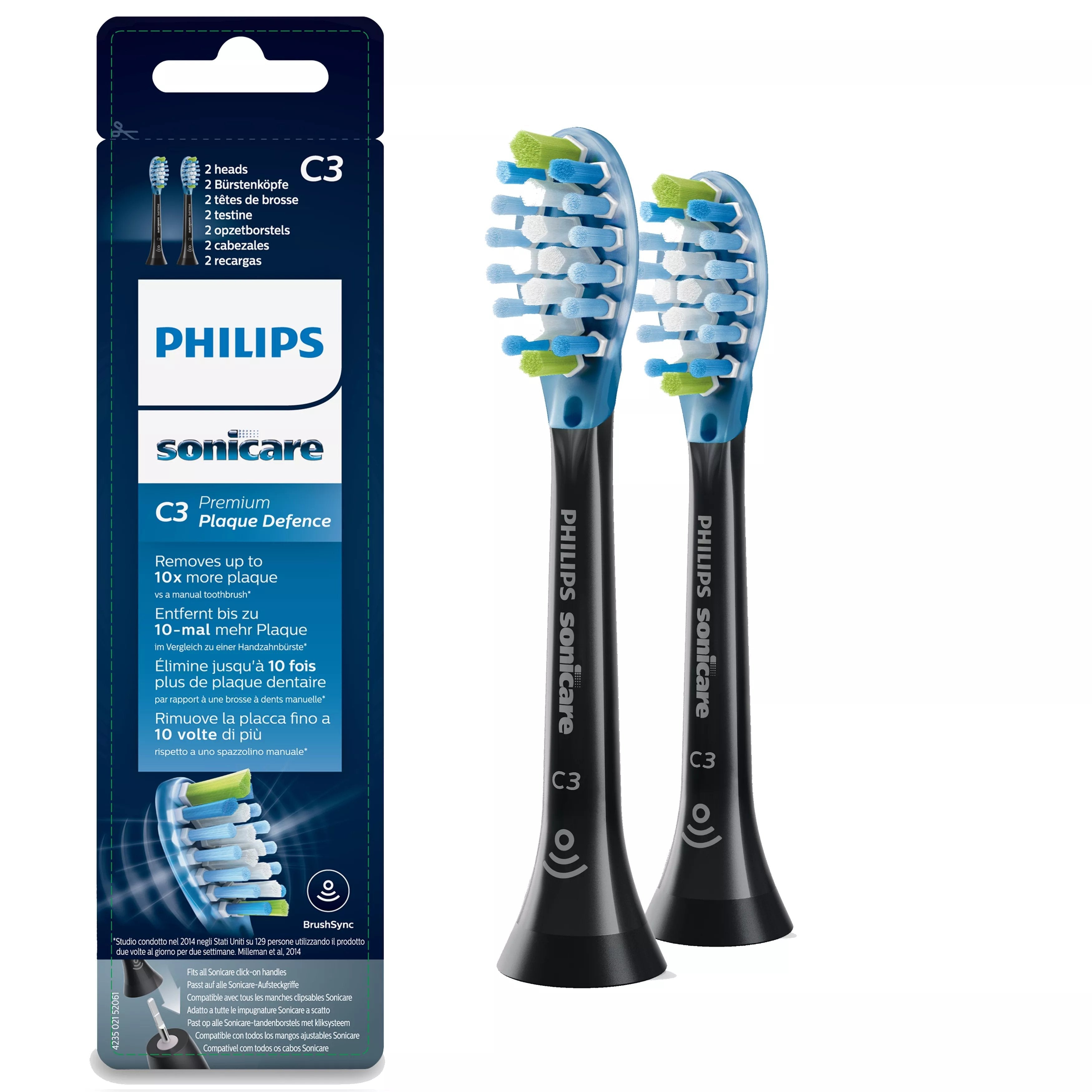 Philips Paquete De 2 Cabezales De Cepillo Sónicos Estándar, 2 Pieza(S), Negro