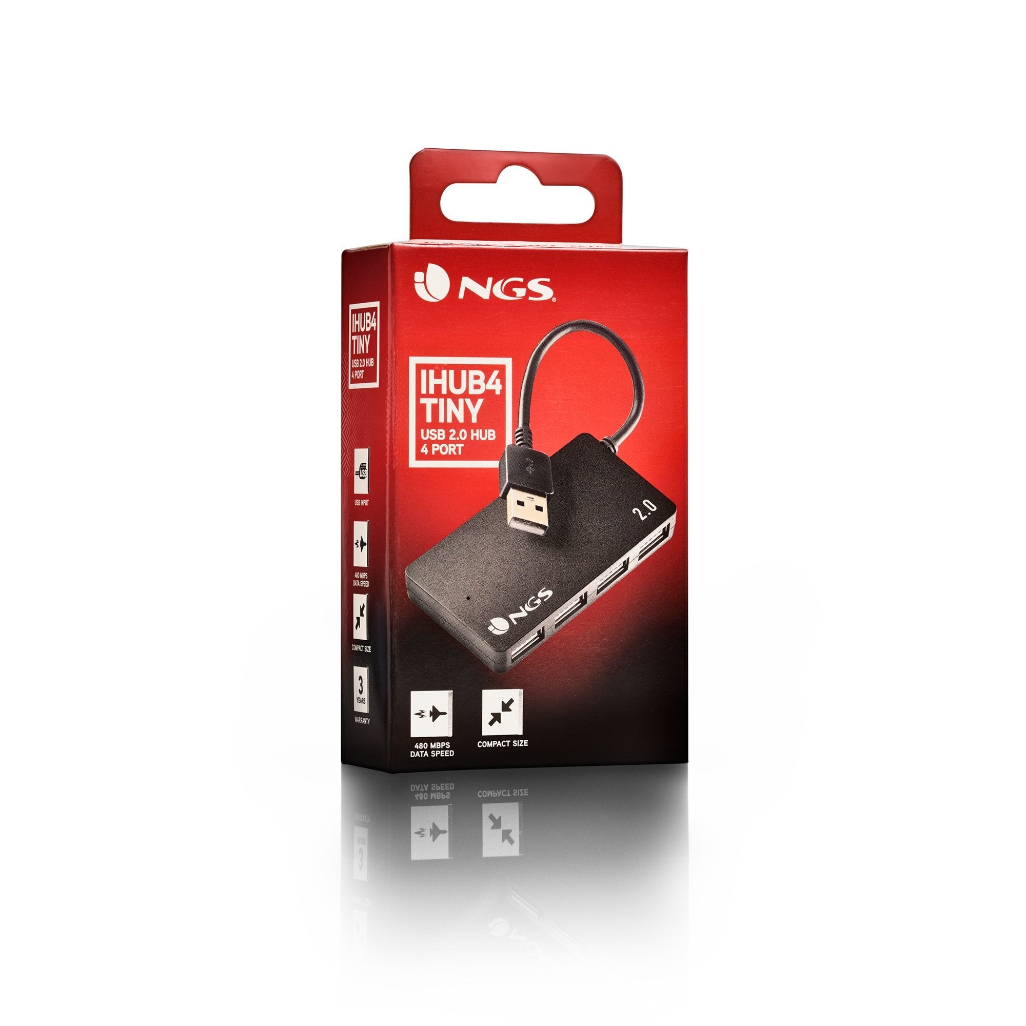 Ngs Ihub4 Tiny Hub Usb 2.0 - 4 Puertos Usb 2.0 - Velocidad Hasta 480mbps