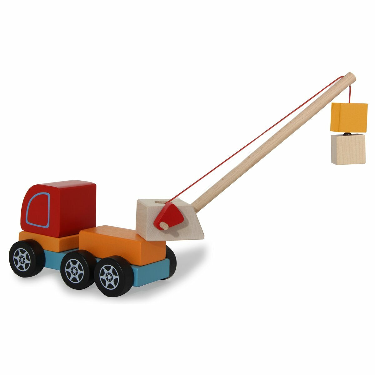 Jamara Juguete De Madera Kidiwood Juego Enchufable Grúa Móvil Colorido 3+