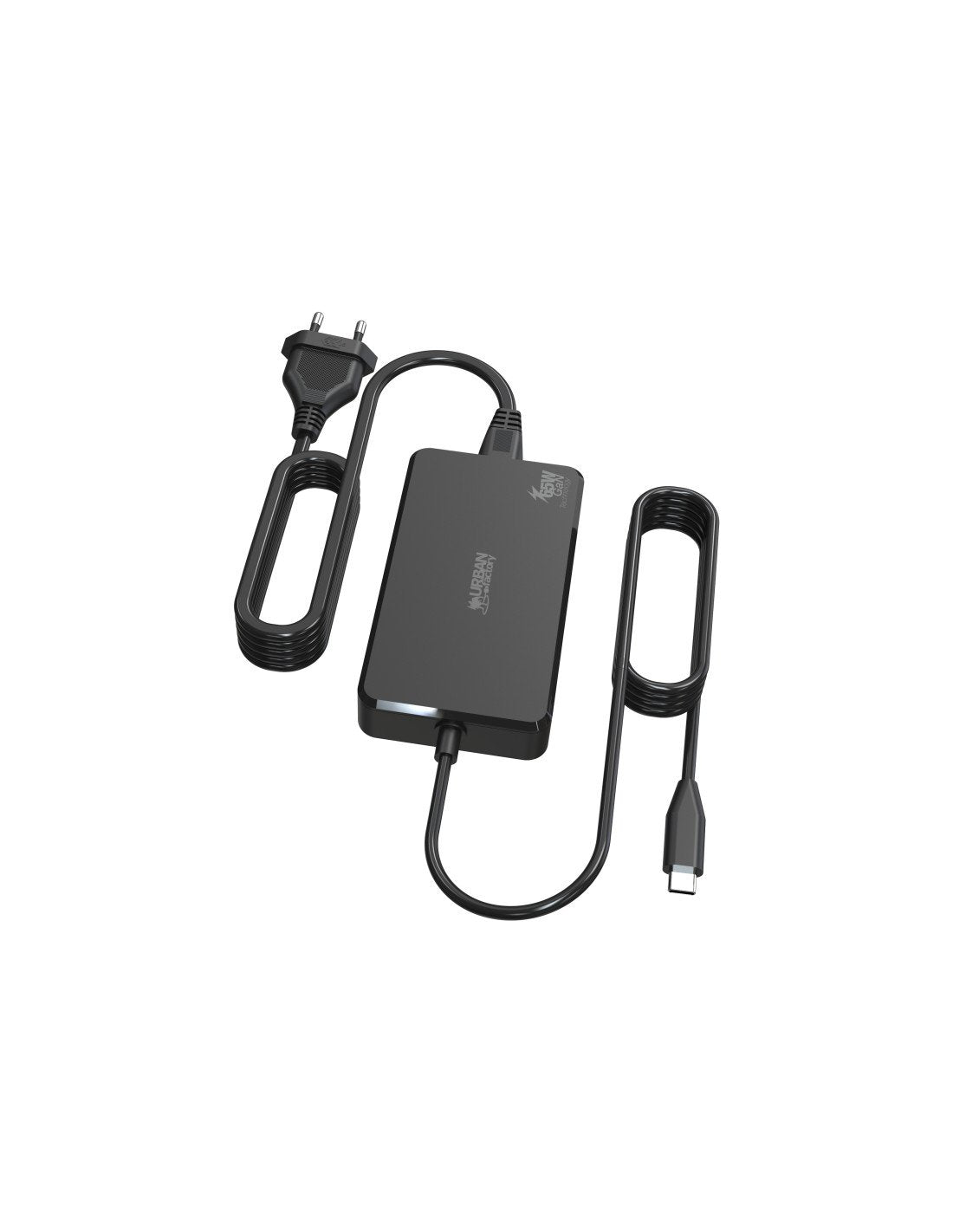 Urban Factory Powee Block Cargador Universal Usb-C Gan 65w - Cable De 180cm En Version Eu Et Uk - Negro