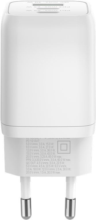 Goobay 64754, Cargador 1x Usb-A + 2x Usb-C 65 W Blanco