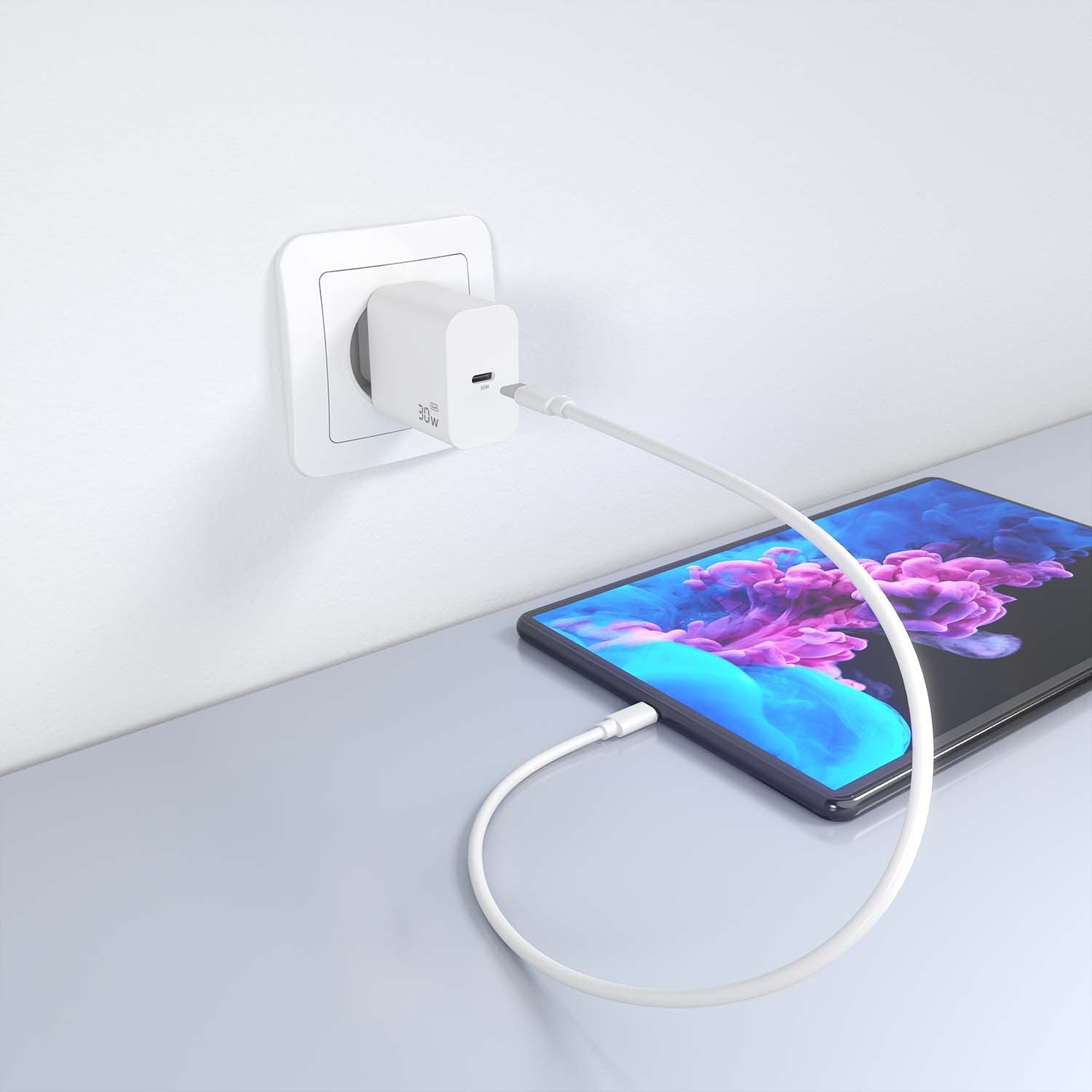 Aisens Cargador Gan 30w, 1xusb-C Pd3.0, Blanco