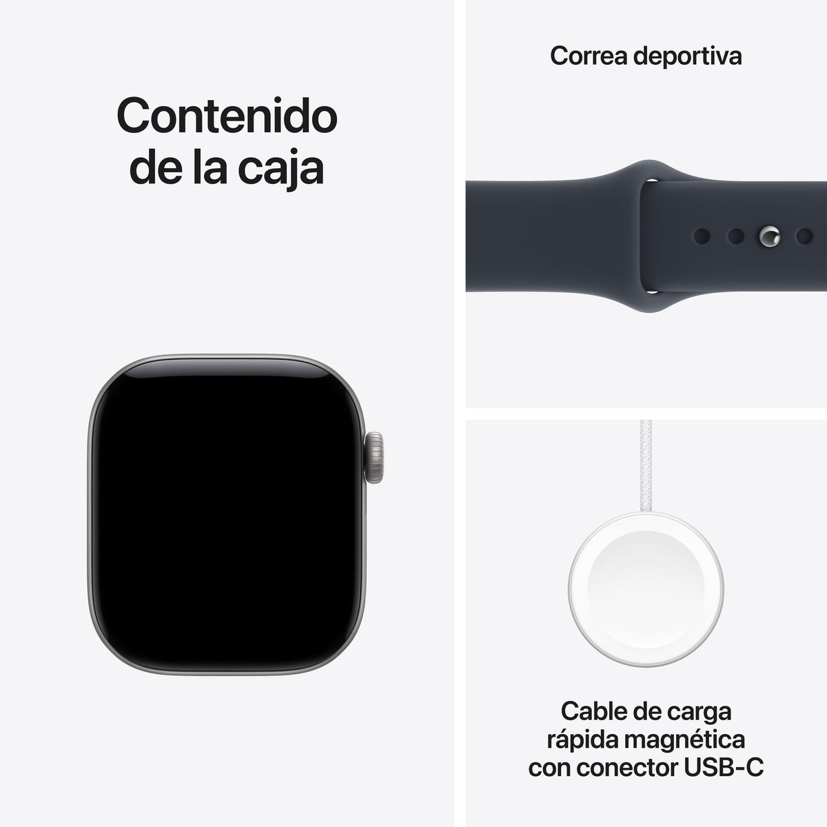 Apple Watch Series 12 (2026) Gps 42mm Caja De Aluminio Gris Espacial Correa Deportiva Azul Marino Talla M L Siri Ai