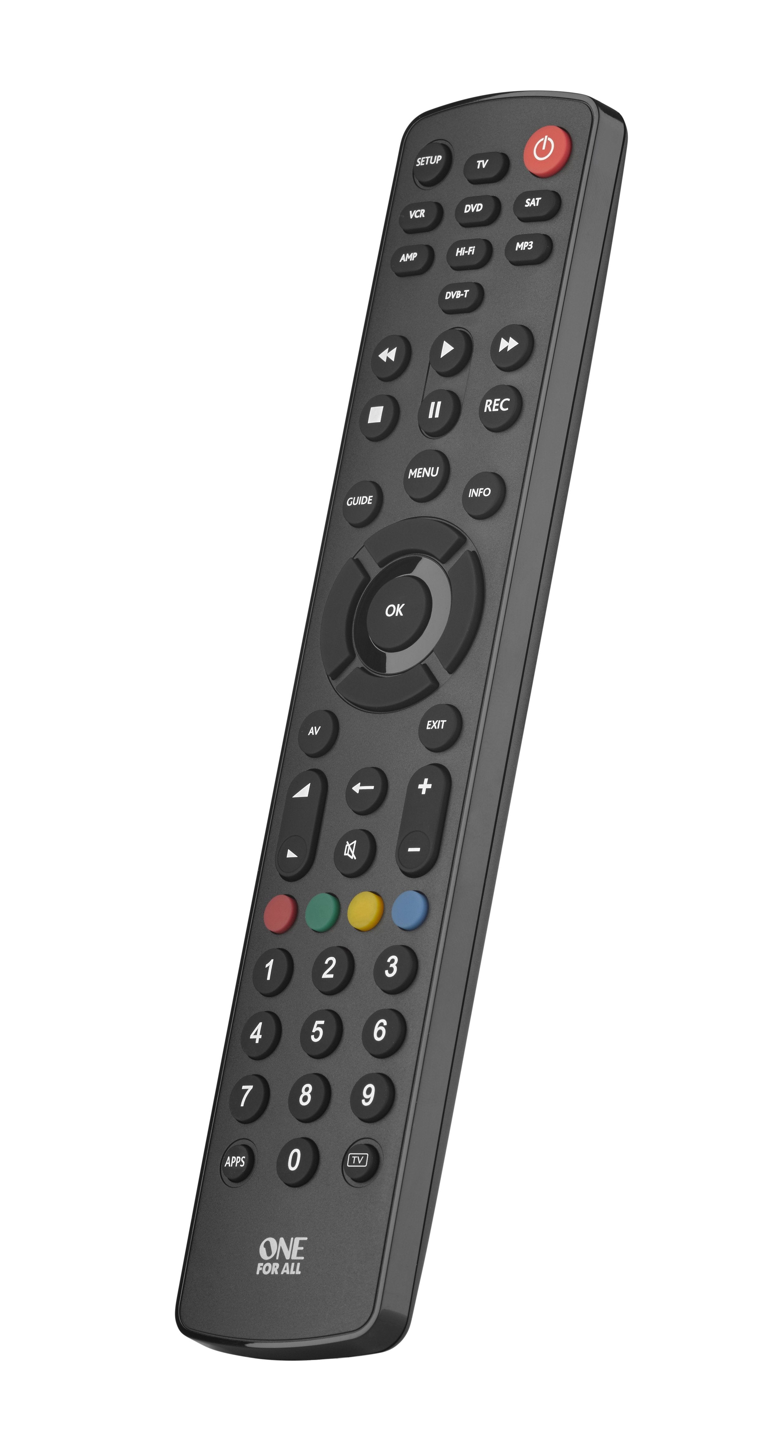 One For All Contour 8 Mando A Distancia Cable, Dtt, Dvd/Blu-Ray, Consola De Juegos, Sistema De Cine En Casa, Iptv, Sat, Tnt, Tv, Vcr Botones