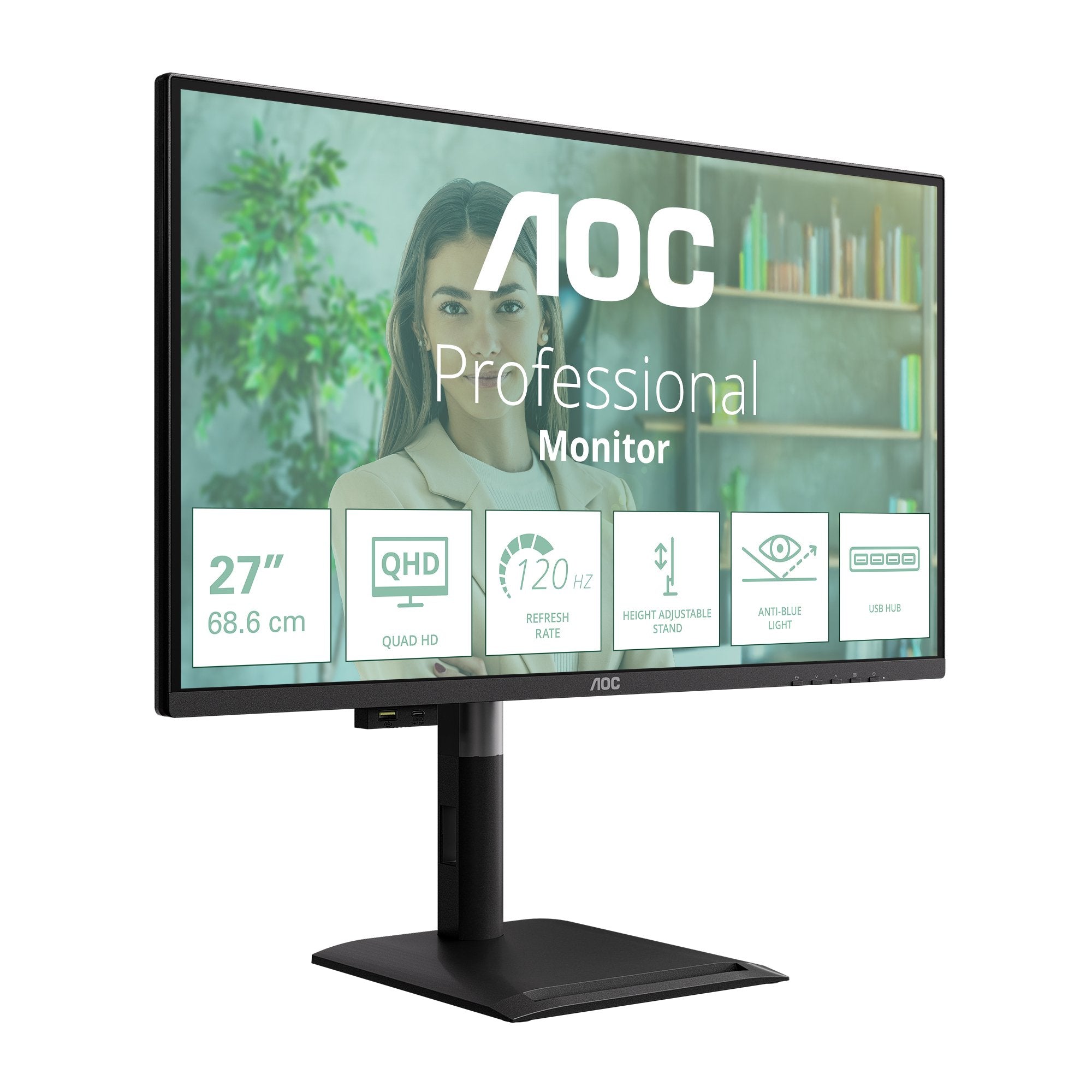Aoc 68,6cm 27" Q27p4u 16:09 2xhdmi+Dp+Usb Lift Negro