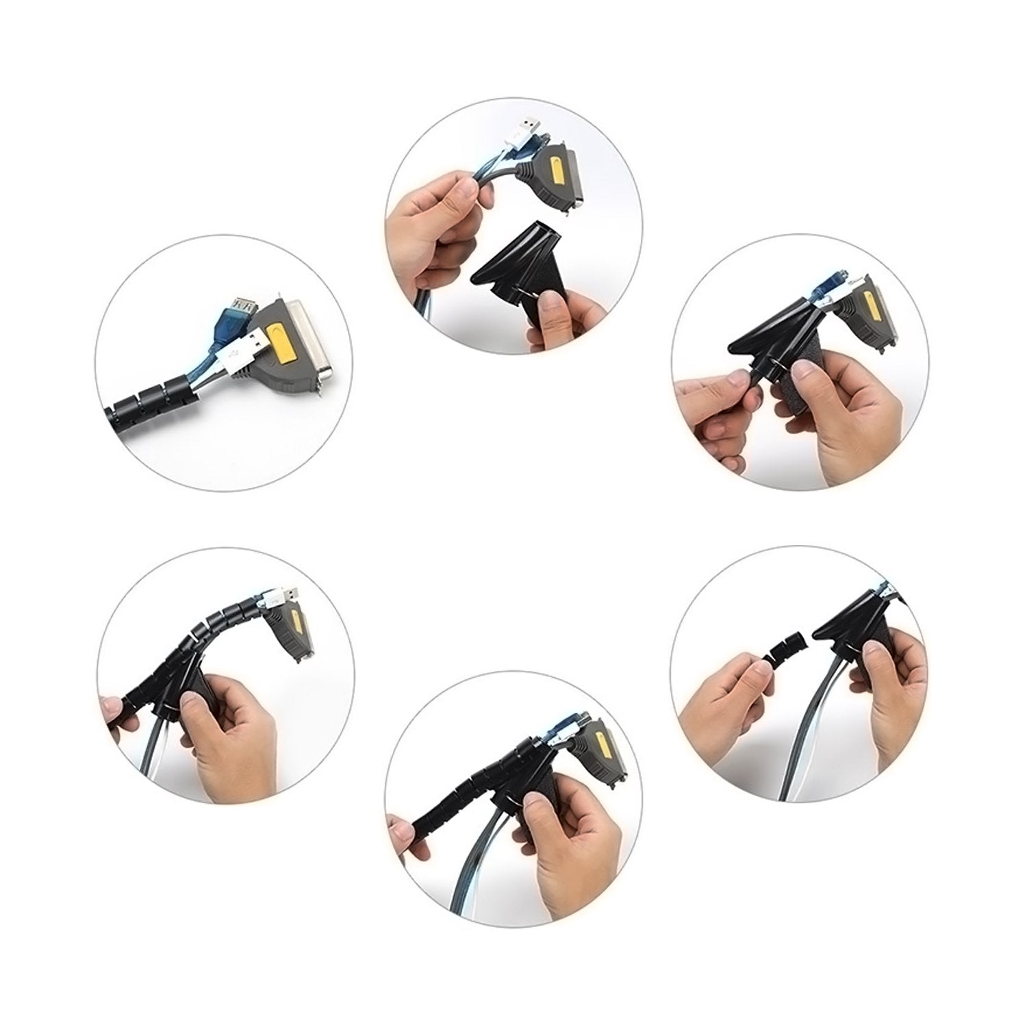 Aisens Organizador De Cable En Espiral D.=25mm, Negro, 2.0m