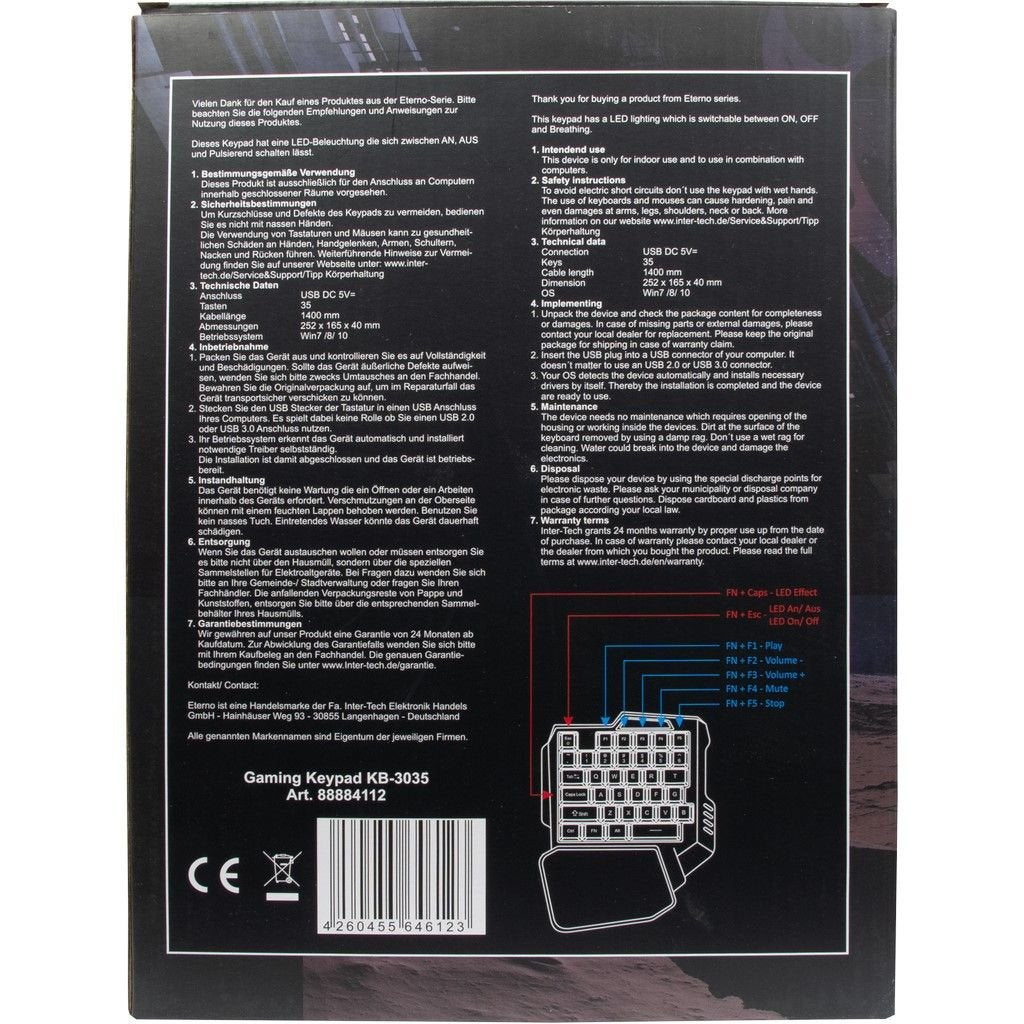 EAN 4260455646123 - Inter-Tech KB-3035 teclado Juego USB QWERTY Negro imagen 4