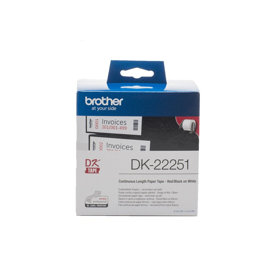 Brother Dk-22251,Negro/Rojo Sobre Blanco,Rollo (6,2 Cm X 15,24 M) 1 Bobina(S) Papel Continuo De Etiqueta