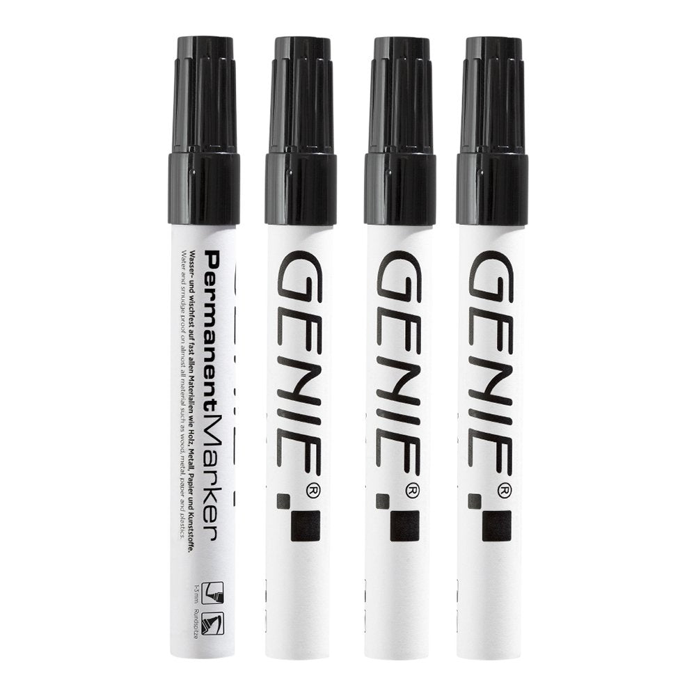 Rotulador Genie P Punta Redonda Metal Negro. 4 Piezas.