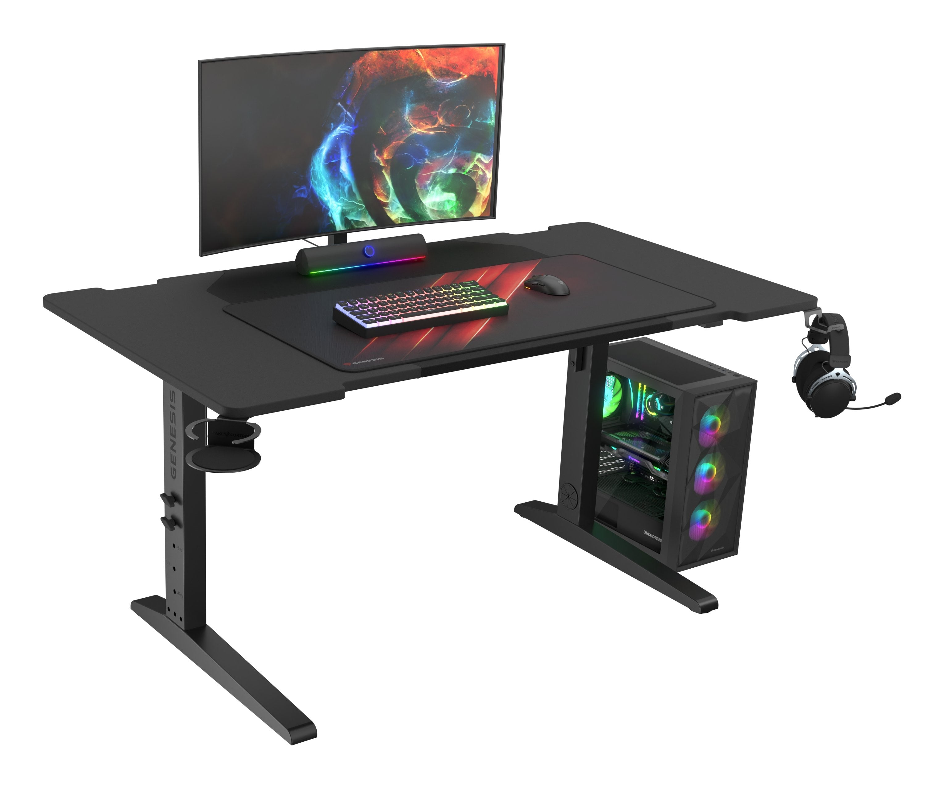 Mesa Gaming Genesis Holm Modular 140 Rgb Negro 140x75 Cm