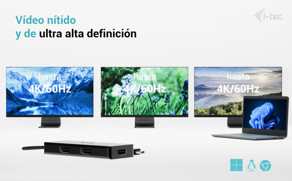 I-Tec Usb-C Triple 4k Hdmi Video Adapter 3x Hdmi 4k 60hz Pd 100w