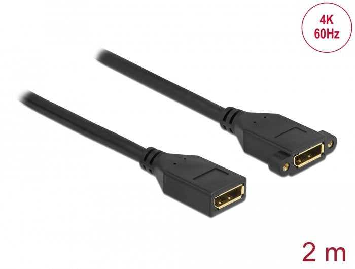 Delock 87101 Cable Displayport 1.2 Hembra A Hembra Instalación En Panel 4k 60 Hz 2 M