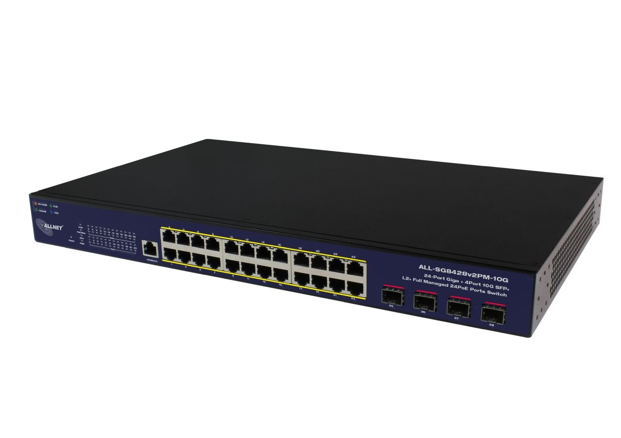 Allnet Switch Smart Managed Layer2 28 Port &Hll 24x 1 Gbe &Hll Poe Hdget 400w &Hll 4x Sfp+ &Hll 19\" &Hll Ventiladorlos &Hll All-Sg8428v2fpm-10g