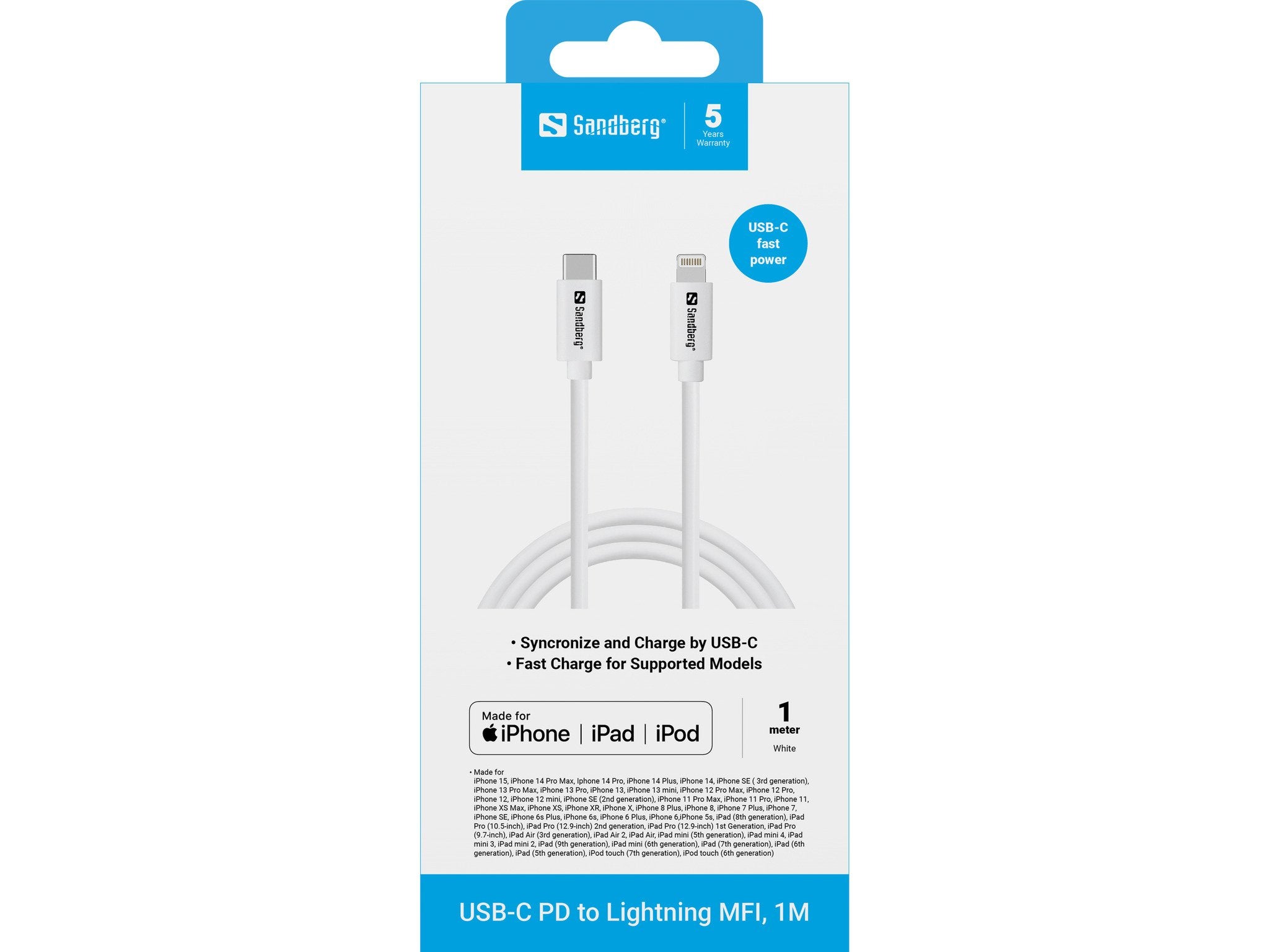 EAN 5705730136580 - Sandberg 136-58 cable de conector Lightning 1 m Blanco imagen 2