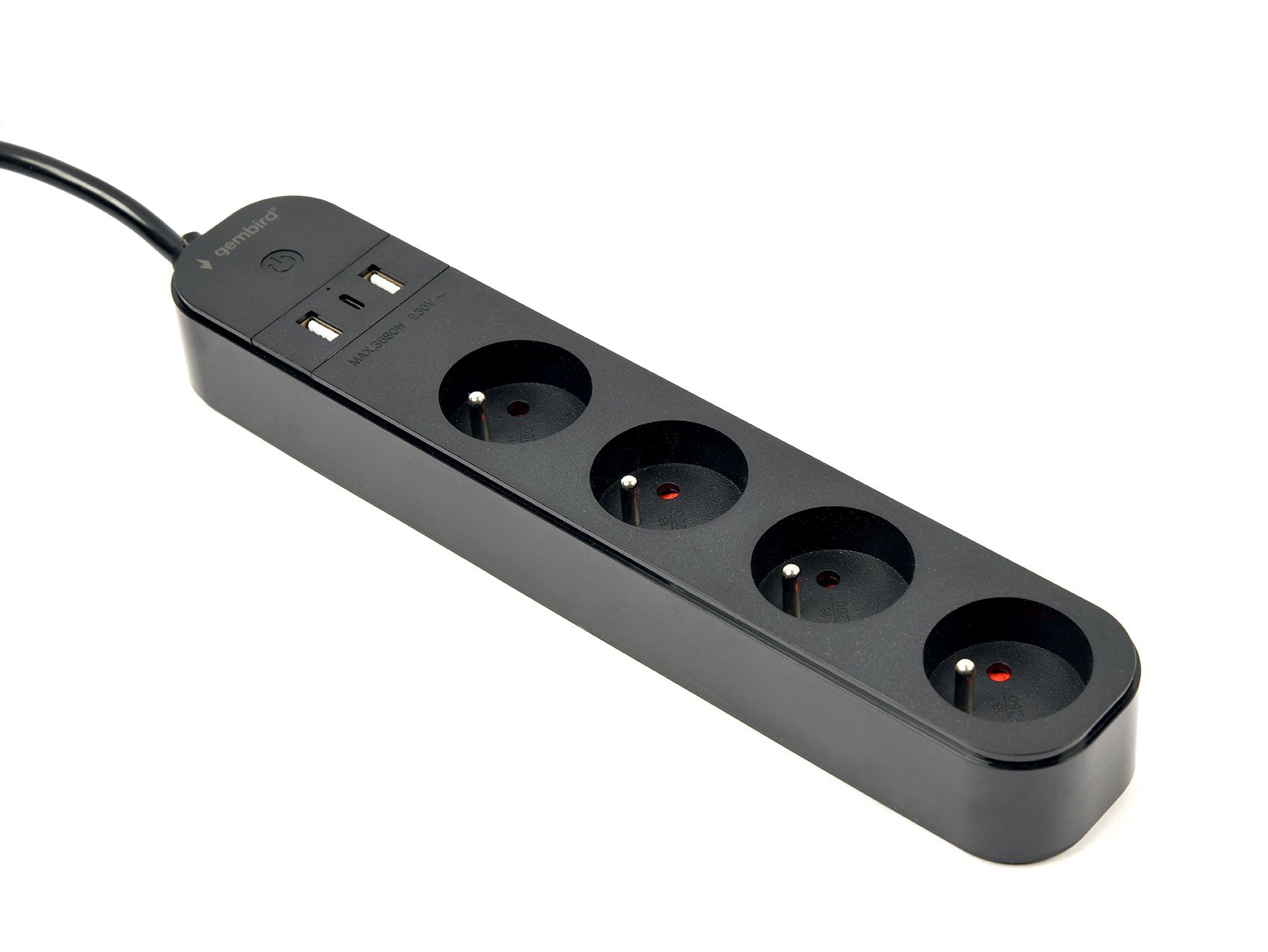 EAN 8716309128490 - Gembird TSL-PS-F4U-01 regleta inteligente 4 salidas AC Tipo F 1,5 m 3 3680 W Negro imagen 3