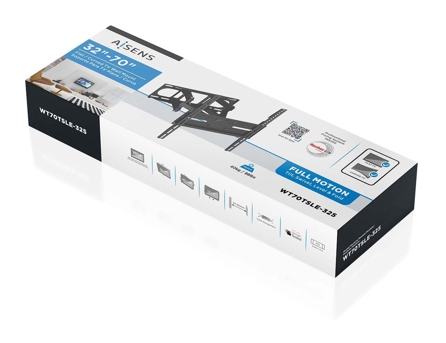 Aisens Soporte Eco Giratorio, Inclinable Y Nivelable Para Monitor/Tv 40kg De 32-70, Negro