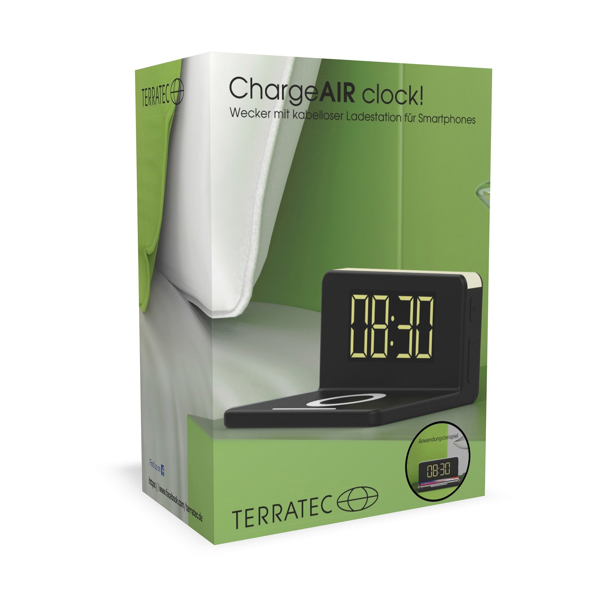 Terratec Chargeair Reloj Despertador Digital Negro, Amarillo
