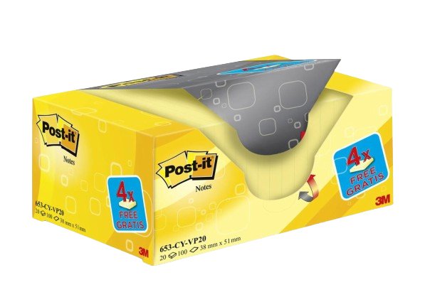 Post-It Blocs Notas 653 Canary Yellow 38x51 (No Encelofanados) Pack 20