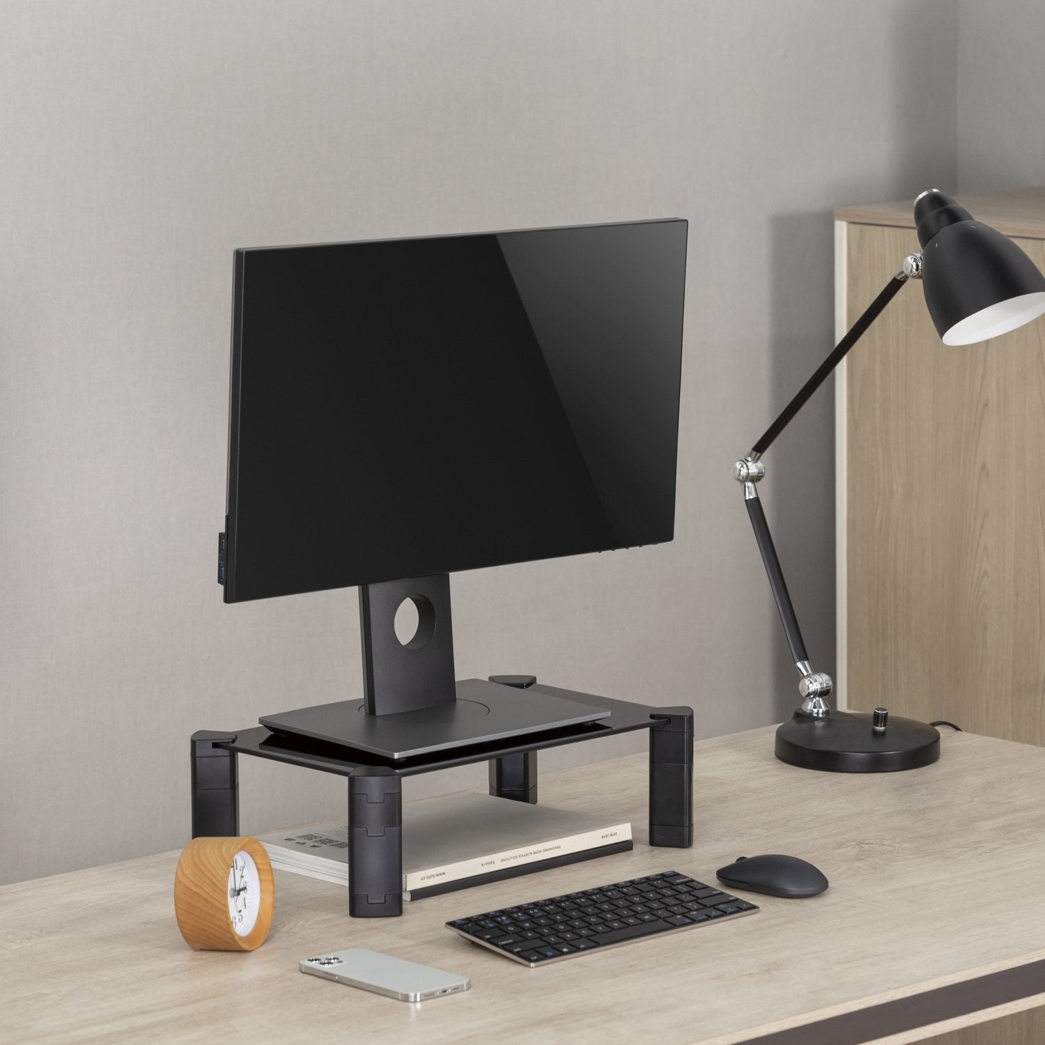 Aisens Soporte Elevador Cristal Para Monitor / Portatil - Negro