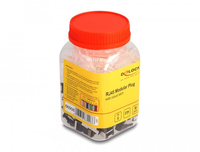 Rj45 Modularer Stecker Mit Robuster Rastnase Cat.6 Und Knickschutztülle 50er Set
