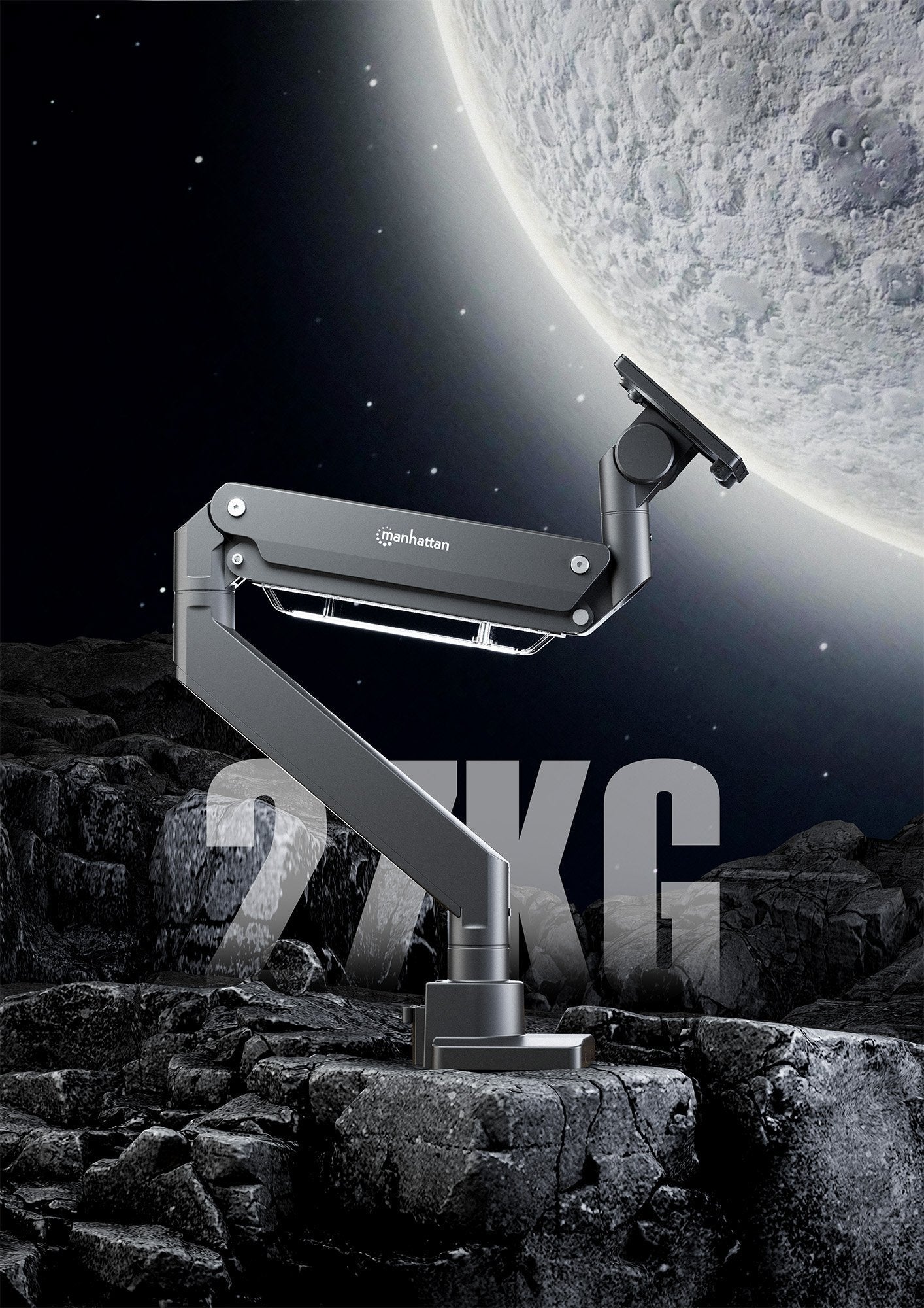 Soporte Manhattan 462594 Para Monitor (57") Escritorio Negro