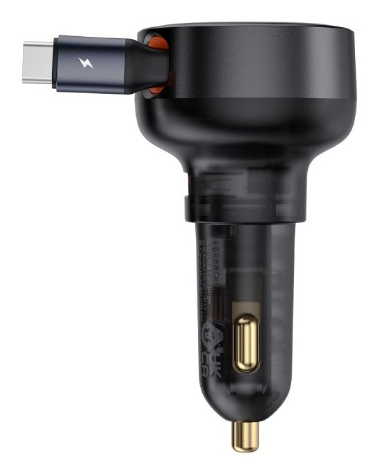 Baseus Enjoyment Pro Car Charger U+Retractable Type-C Cable 60w Cluster Black