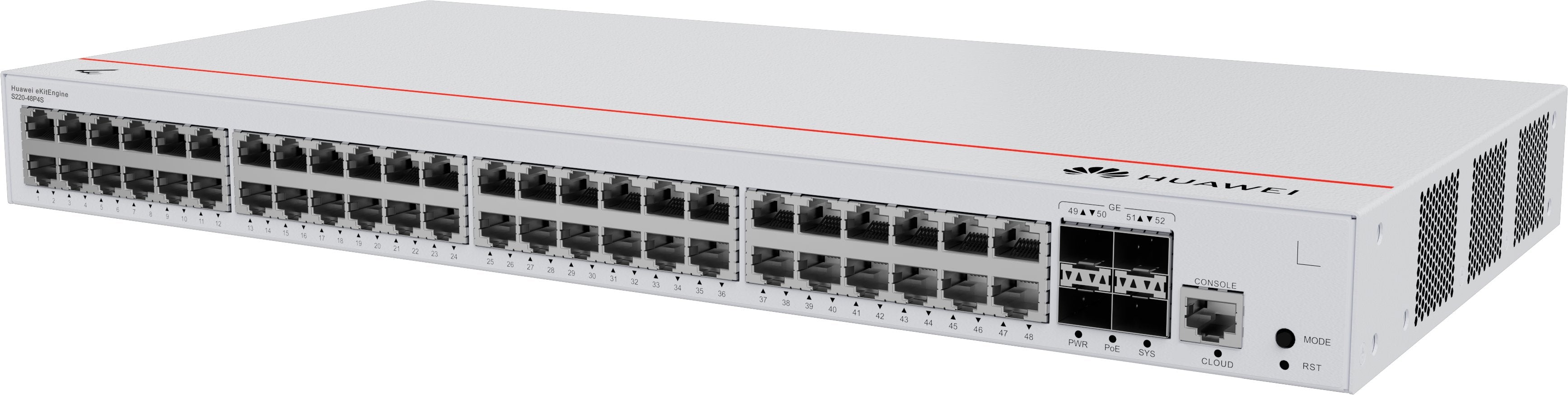 Huawei Switch S220-48p4s (48*Ge Ports(380w Poe+), 4*Ge Sfp Ports, Built-In Ac Power)