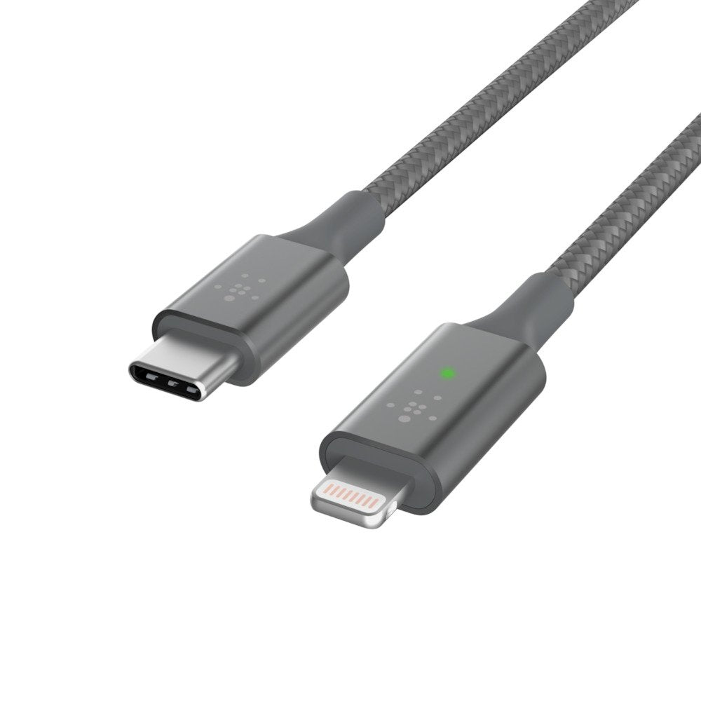 Belkin Smart Led Cable Grey 1,2m Usb-C / Lightning Caa006bt04gr