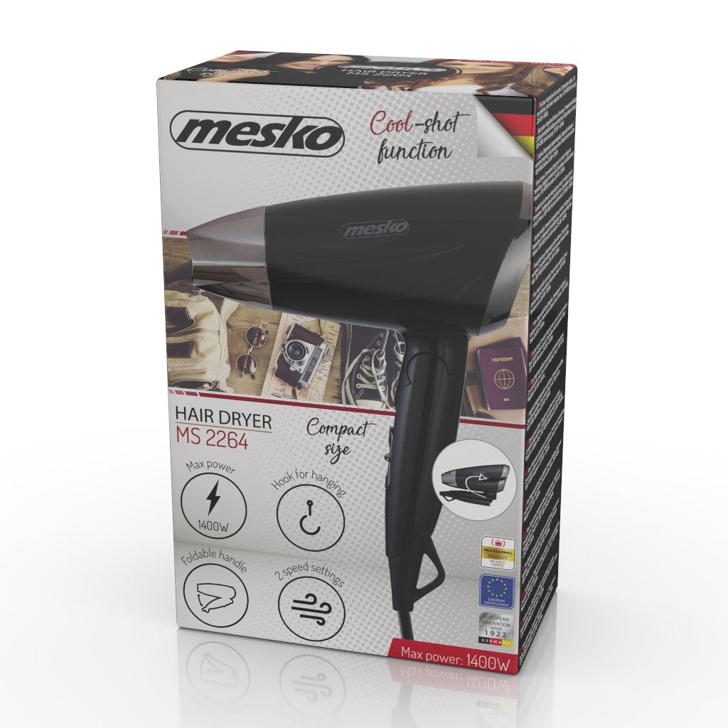 Secador De Pelo Mesko Ms 2262 1000 W, Nãºmero De Ajustes De Temperatura 2, Negro/Blanco