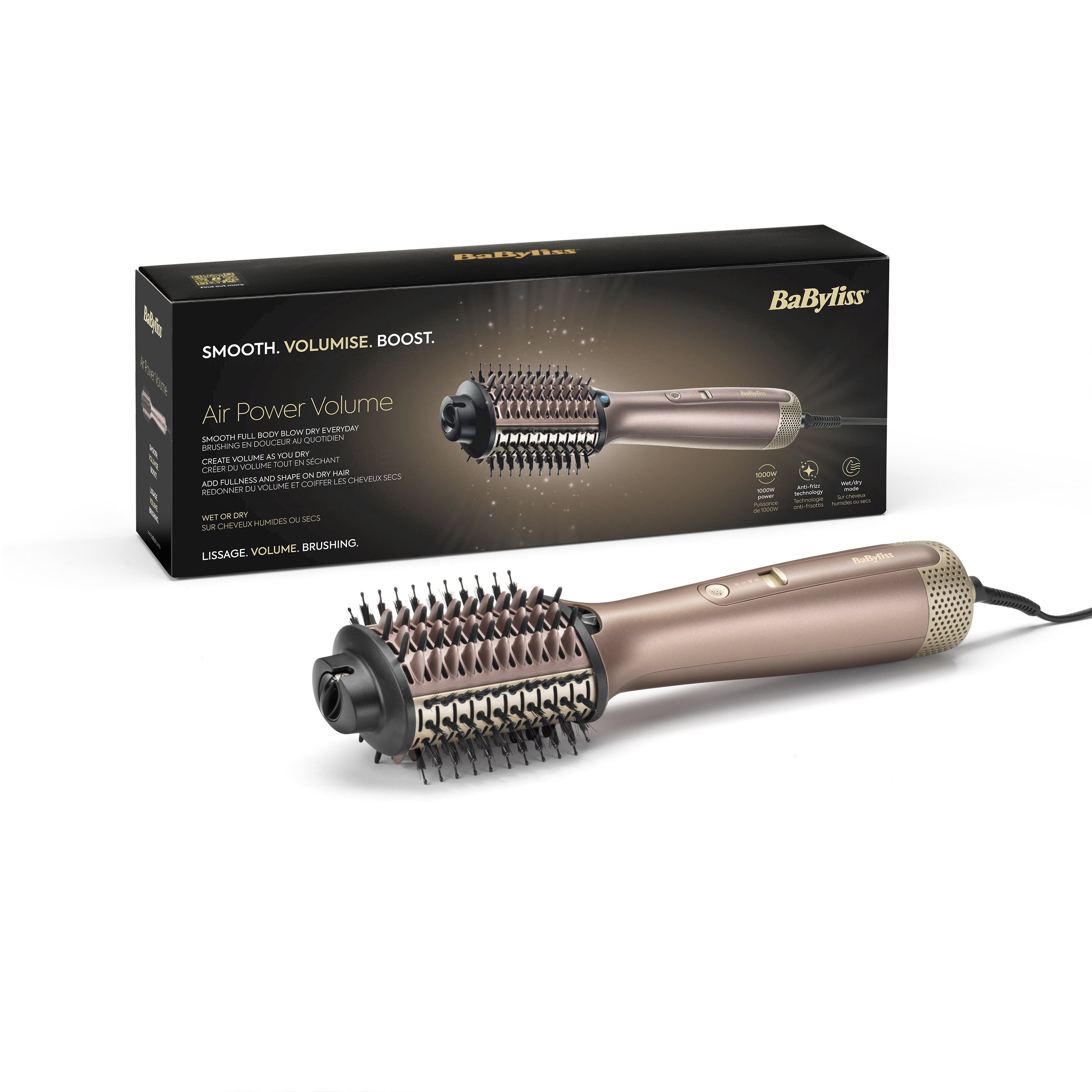 EAN 3030050190915 - BaByliss Air Power Volume Cepillo de aire caliente Airflow Champán 1000 W imagen 3