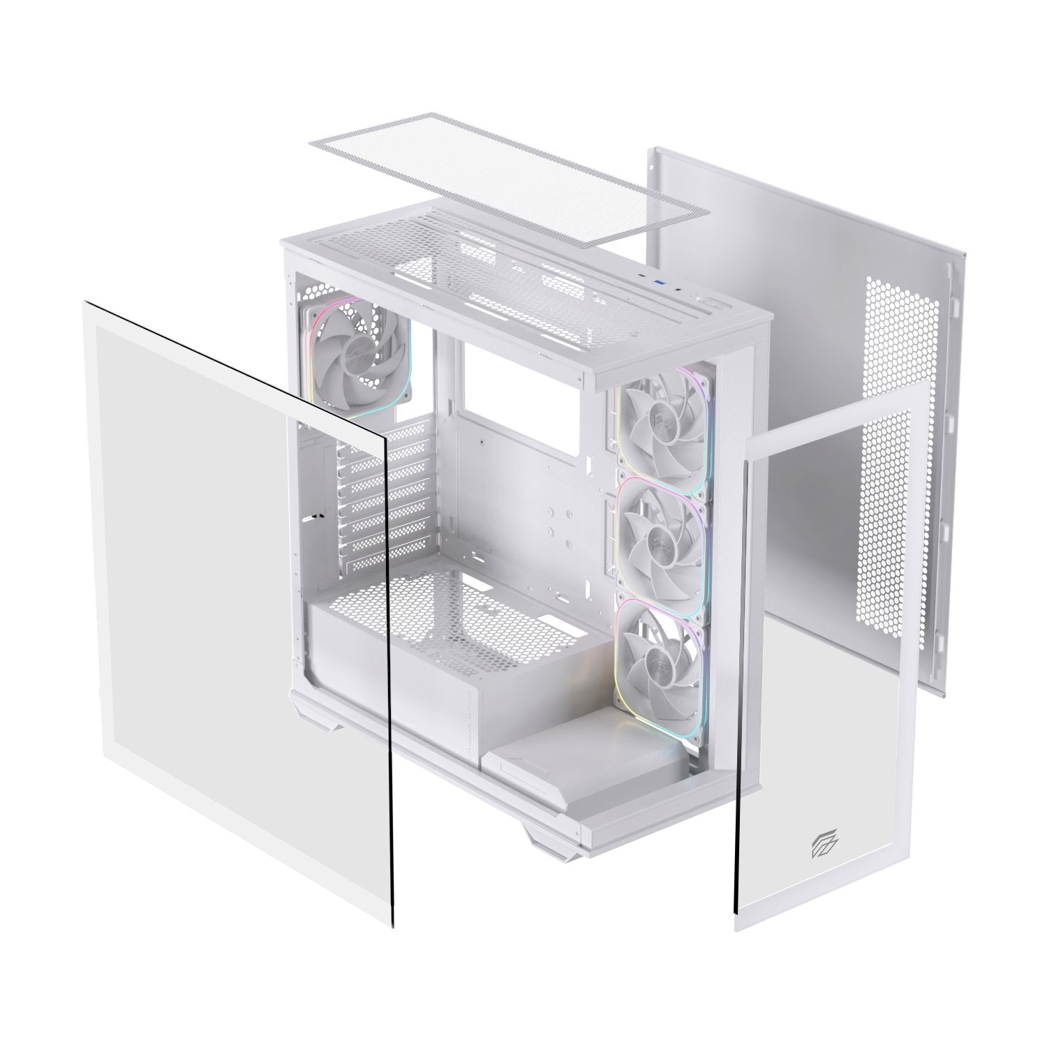 Caja Atx Semitorre Einarex S700 Rgb 4 Fans Blanca Excs-Pr-700r-W