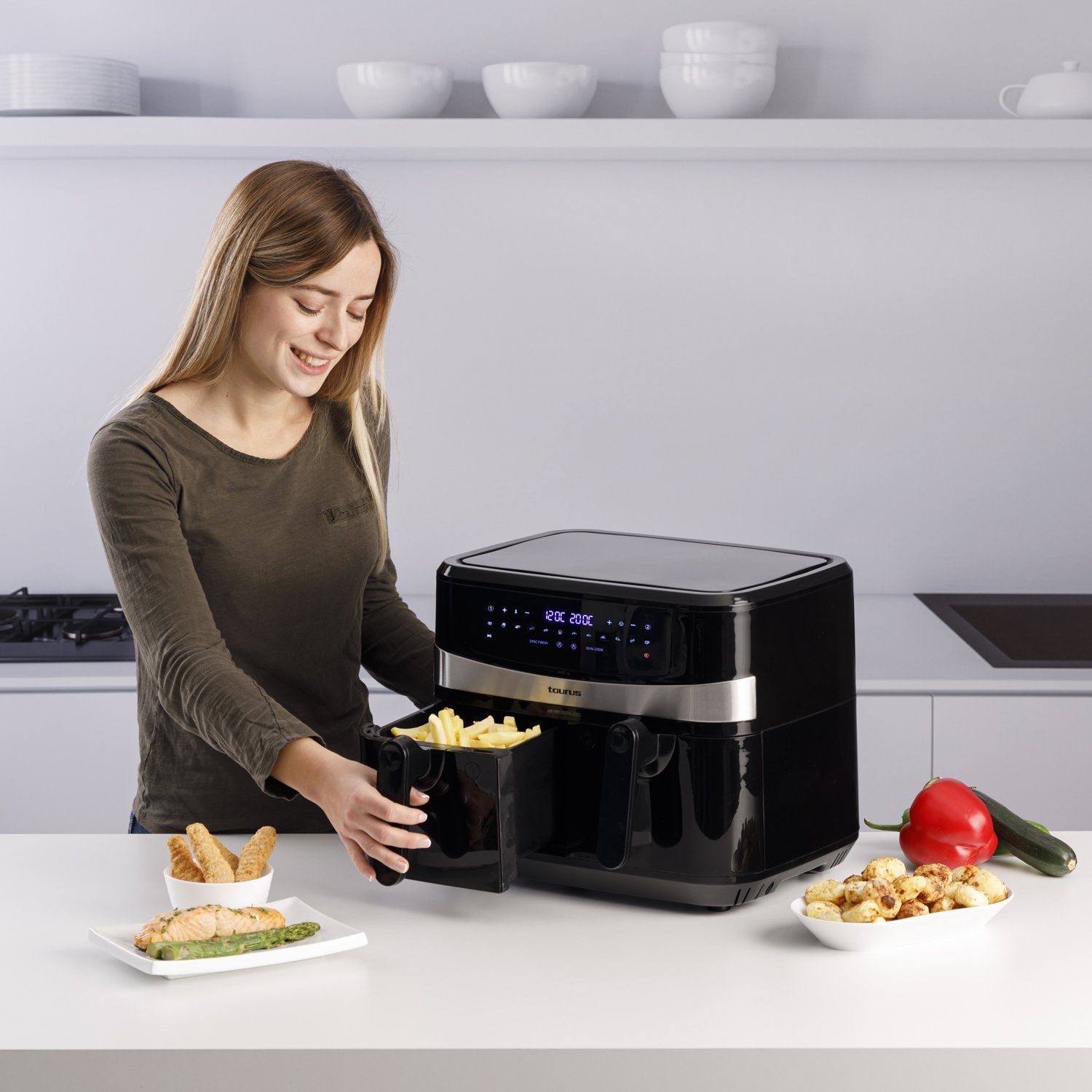 Freidora De Aire Taurus 973980000 Air Fry Digital Duo 9l 2600w Negro